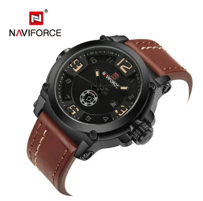Naviforce Watch 9099 High Quality Leather Waterproof Watches Men Wrist Casual Business Quartz Wristwatches Relogio Masculino