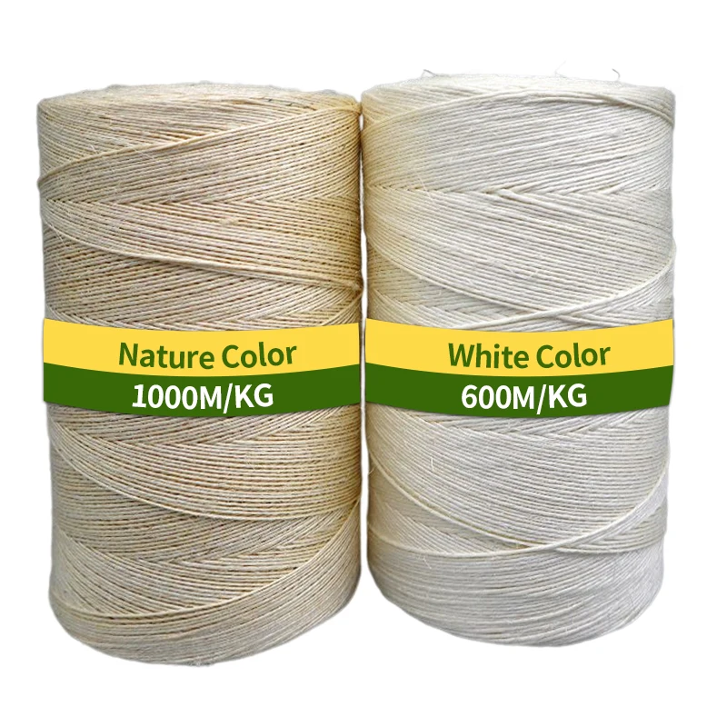 100% натуральная сизалевая пряжа 600 м/кг и 1000 м/кг-белая/натуральная тонкая сизалевая веревка-Однослойная сизалевая пряжа