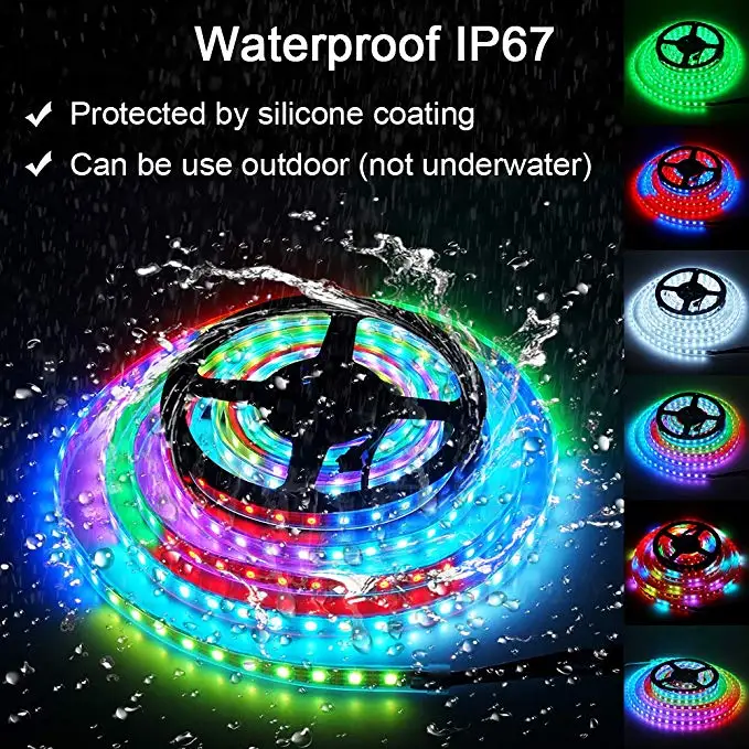 12V WS2815 LED Strip Light Pixel Strip RGB 16ft with 300 Leds PVC White IP67 4 PIN Smart Strip Lights High Quality Cheap Price