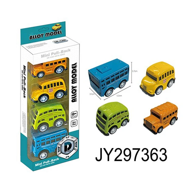 Children Mini Alloy Bus Model Toys Return Force School Car Model Toy Metal Emulation Diecast Station Wagon Cartoon Rvs Bus Toys