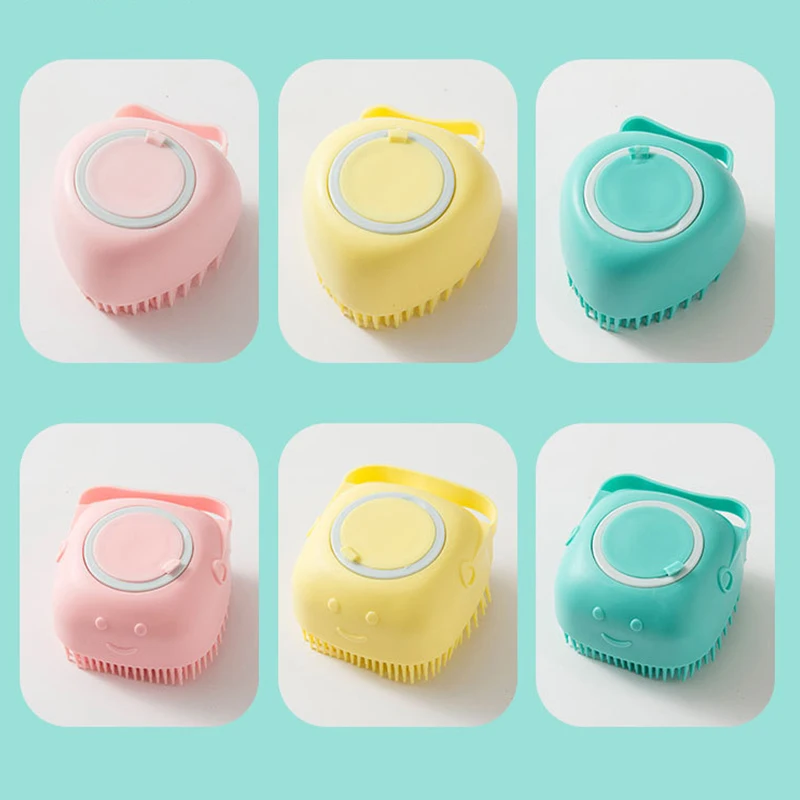 Petstar 2 In 1 Silicone Dog Cat hampoo Soap Dispensing Grooming Pet Bath Massage Brush