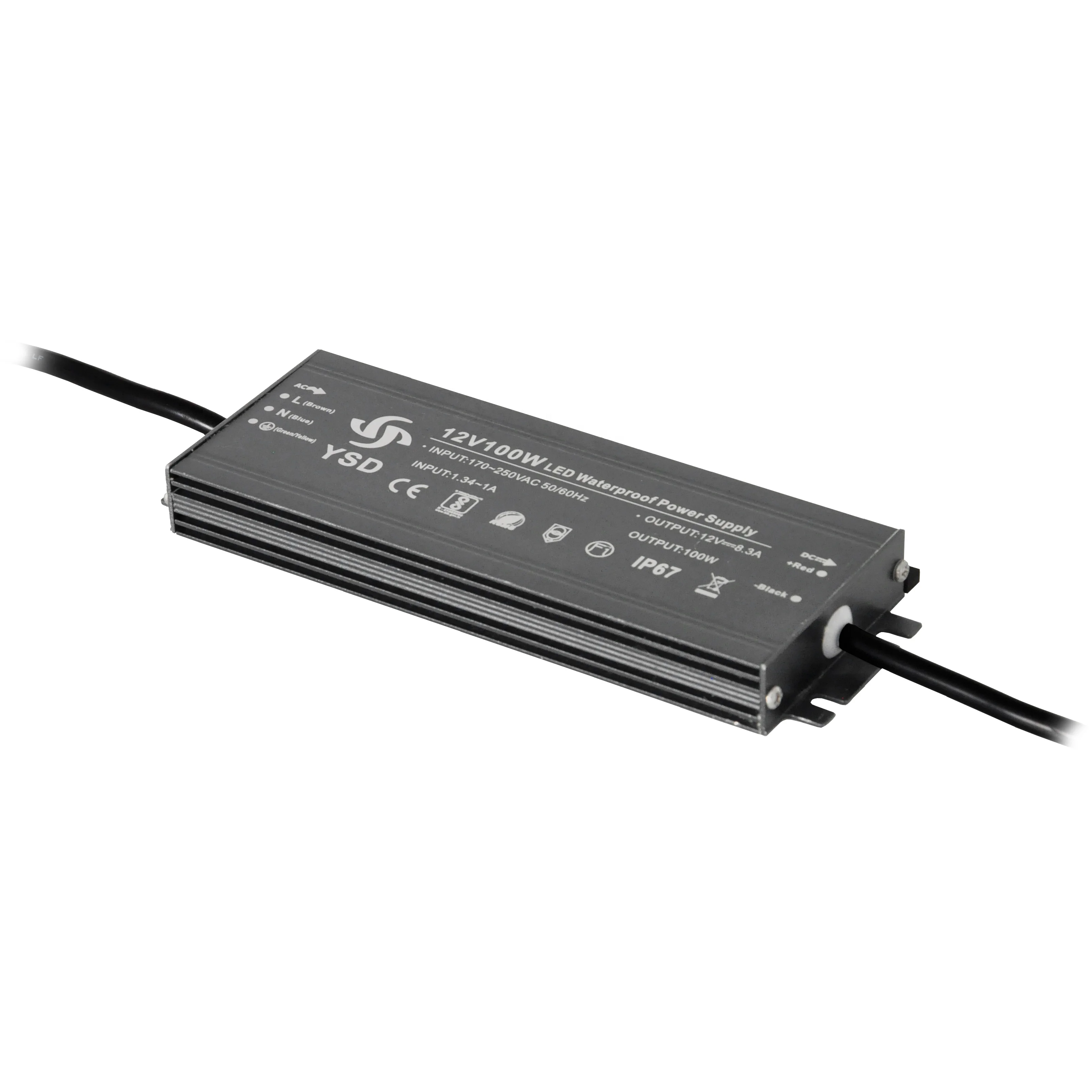 Hot sale IP67 waterproof 100-264v ac to dc 24v 12v 20w 30w 50w 60w 100w 150w led power supply