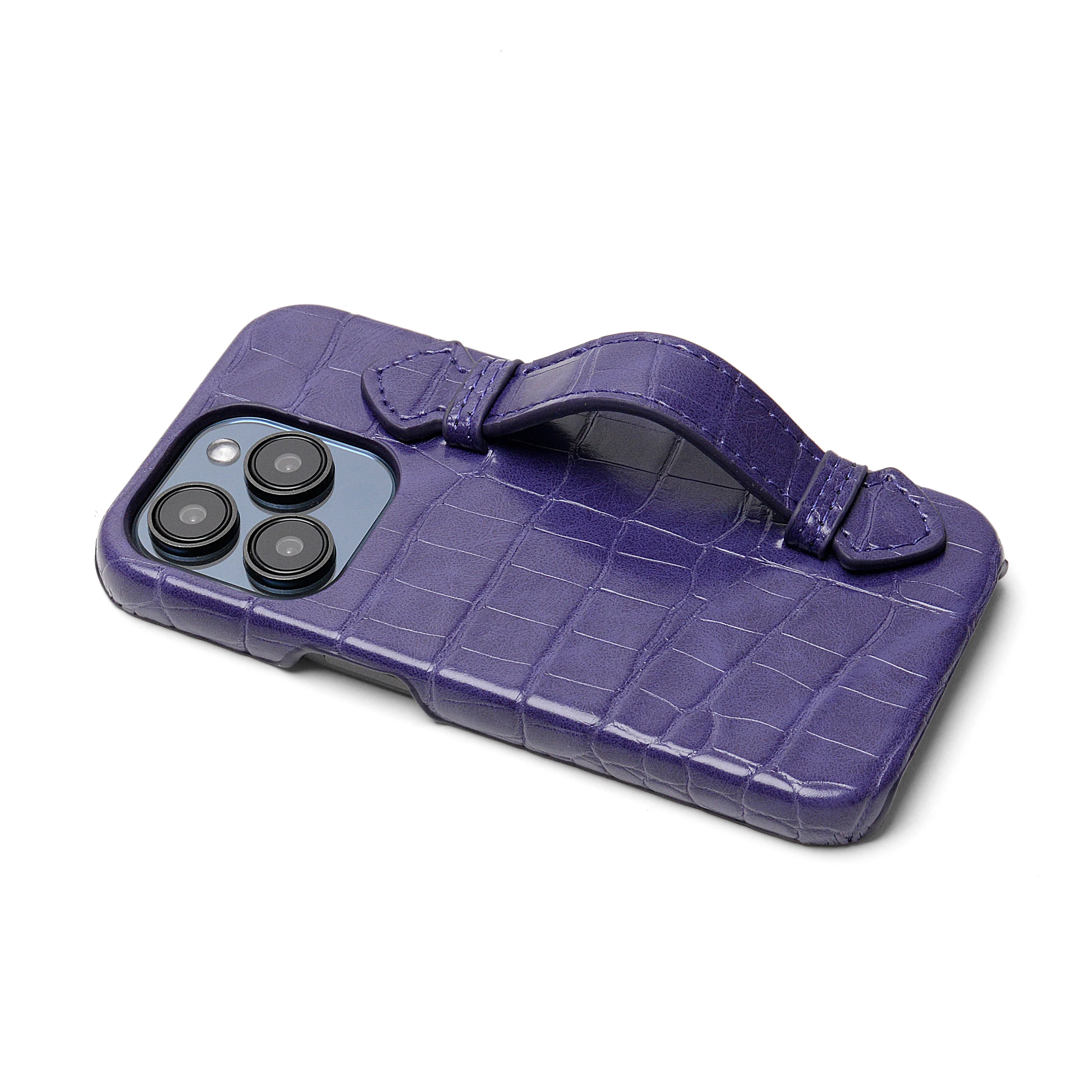 Best Selling mobile phone covers PU Leather Card Holder Wallet for iPhone With Purple Alligator Print Man Phone Cover