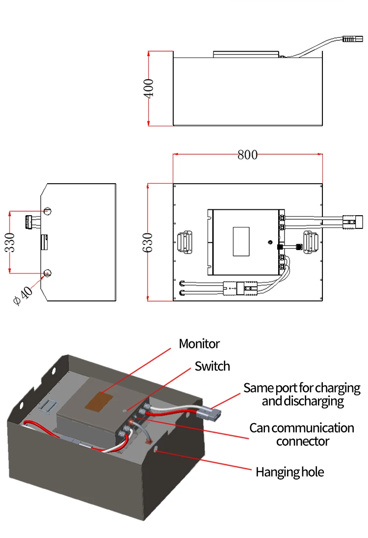 Rechargeable 2V Forklift battery pack 12V 24V 48V 56V 72V 80V traction battery for electric forklift