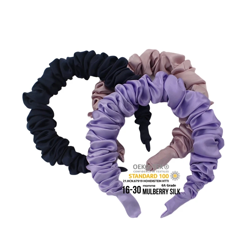 Best Seller New Fashion Wholesale Silk Headband Hair Accessories Logo Custom OEKO-TEX 100 Real Mulberry Silk Headband Scrunchies
