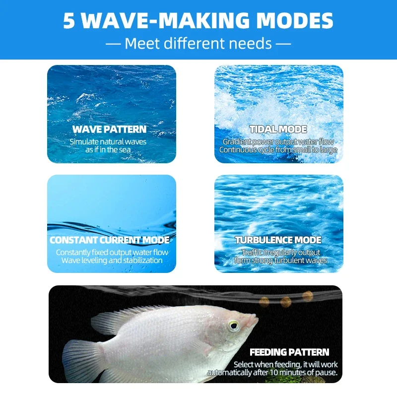 Jebao ALW SLW MLW Wave Pump Aquarium Water Filter 12V 24V 5W30W Fish Tank Accessories Ultra Quiet Operation Maker