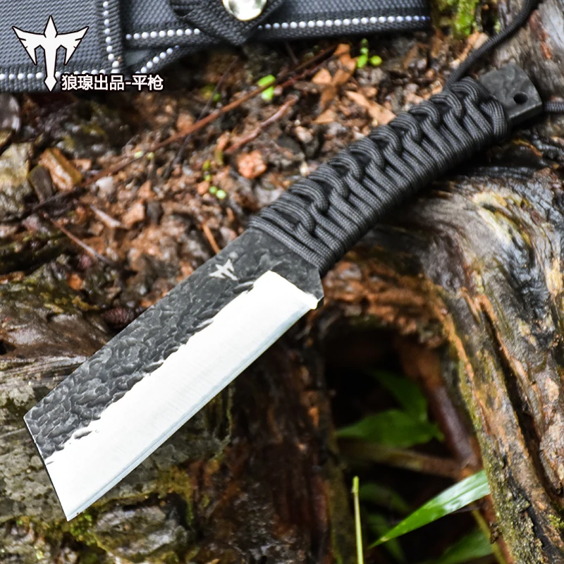 Outdoor New Camping Knife Portable Multi functional Straight Knife Black Handle Knife