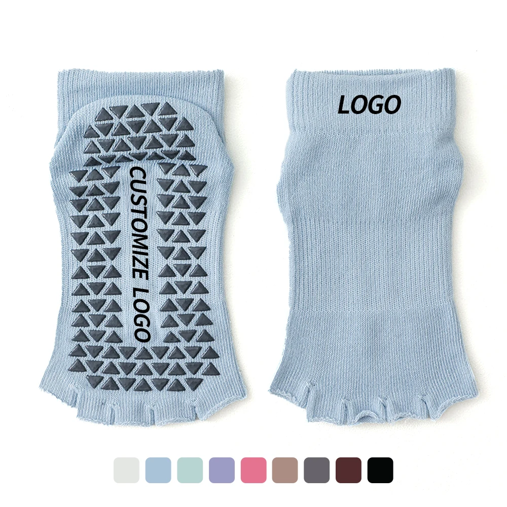 Custom logo women ankle five finger anti non slip pilates yoga toe socks anti-slip 5 toes silicon gel grip barre sox yoga socks