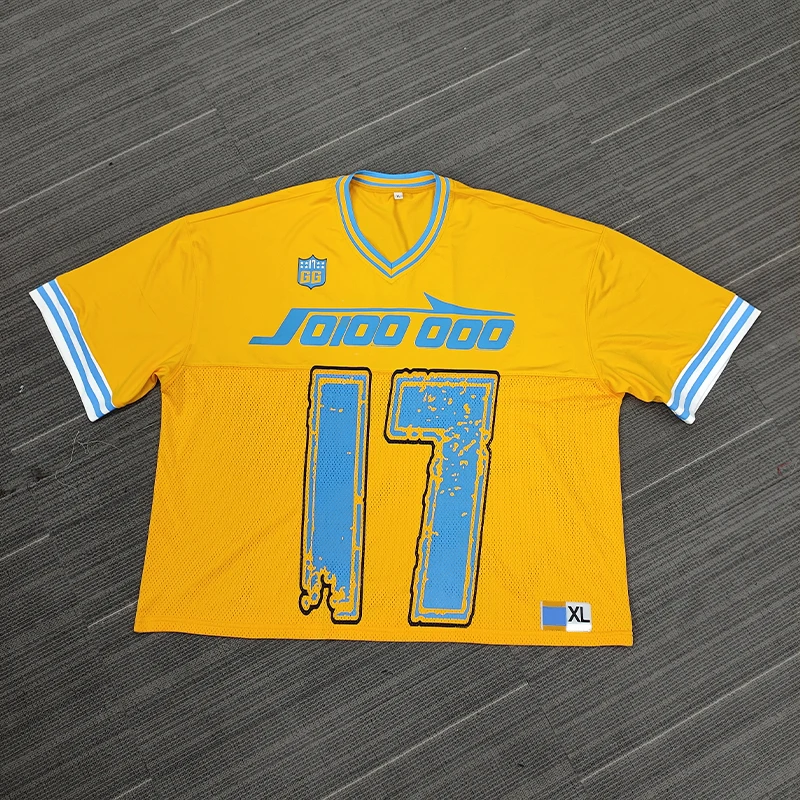 YSJY wholesale luxury screen print shirts cropped tee hip hop streetwear mens mesh jersey oversized heavyweight tshirt