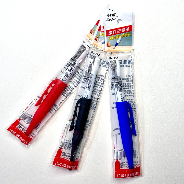 Customized Industrial Metallic Long Nib Deep Hole Oil Permanent Marker Pen Set Deep Hole Marker Pencil With 30mm Nib