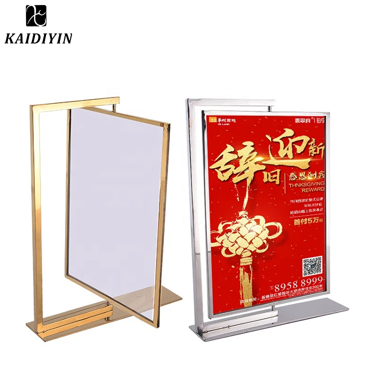 Custom Double Sided Table Billboard Clear Plastic Price Tag Label Sign Holder Display Acrylic Sign Holders With Gold Border