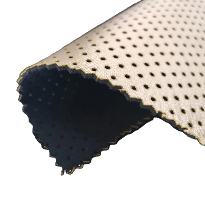 Custom 2mm 3mm 4mm Three Layers Perforated Breathable Materials Punch Hole Neoprene Fabric For Bags/Shoes/Medical Support