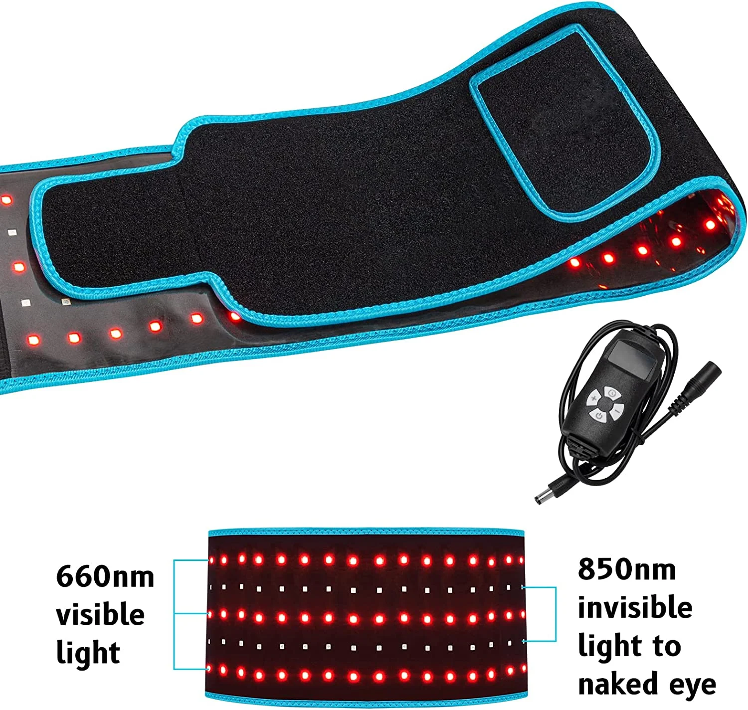 OEM Led Therapy Belt  Red Infrared Waist Pain Relief Infrared Rechargeable Red Light Therapy Belt With Power Bank