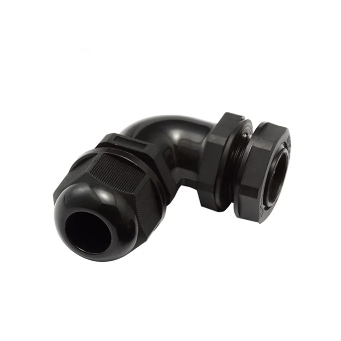 Black/Grey IP68 90 Degree Elbow Waterproof Nylon Bending Angle Cable Gland