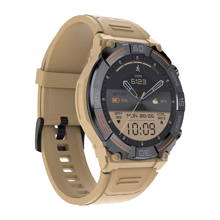 Round Navigation GPS Tracker Altimeter Barometer Sports MG02 Smart Watch with BT Calling Function