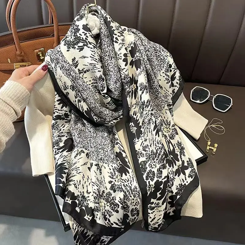 2024 autumn new style big size silk scarf 180 * 90 fashion woman polyester scarf shawls factories China
