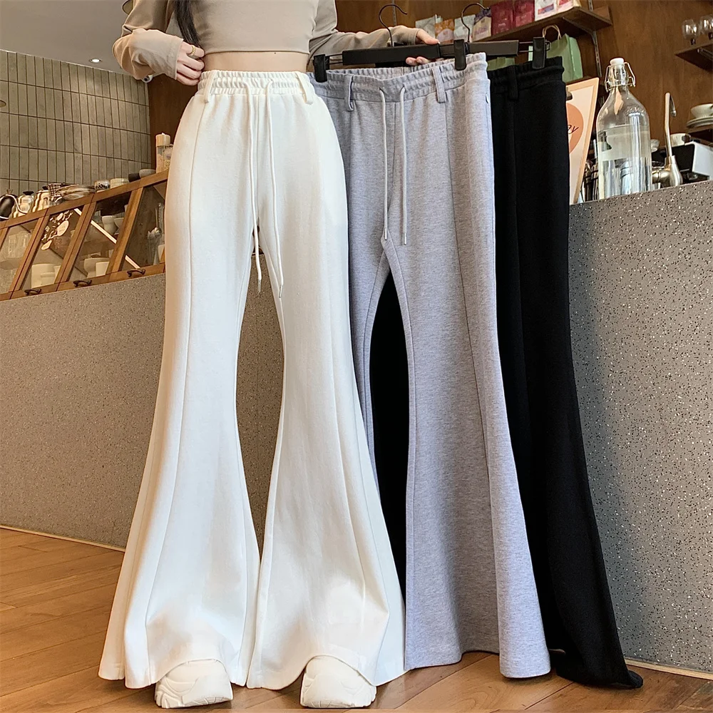 New Chinese spring and autumn new big horn wide leg pants high waist sag sense of thin ladies casual sports pants