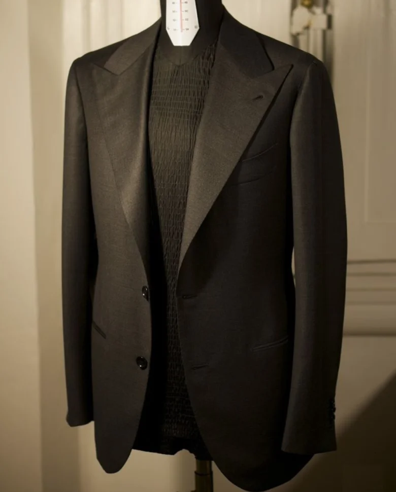 Custom MTM CMT Handmade Canvas Luxury Wool Latest Suit Design Suit For Men Slim Fit Gold Blazer Business Formal Suits For Man