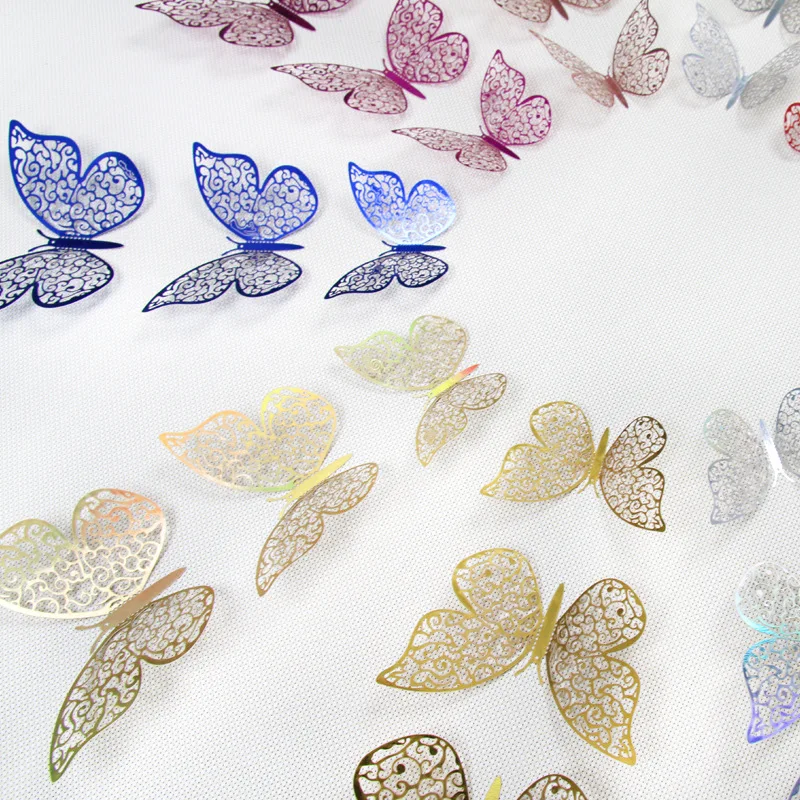 3d Butterfly Stickers Art Diy Pvc Removable Decors Decorations Decals Cartoon Flowers Butterflies Wall Sticker