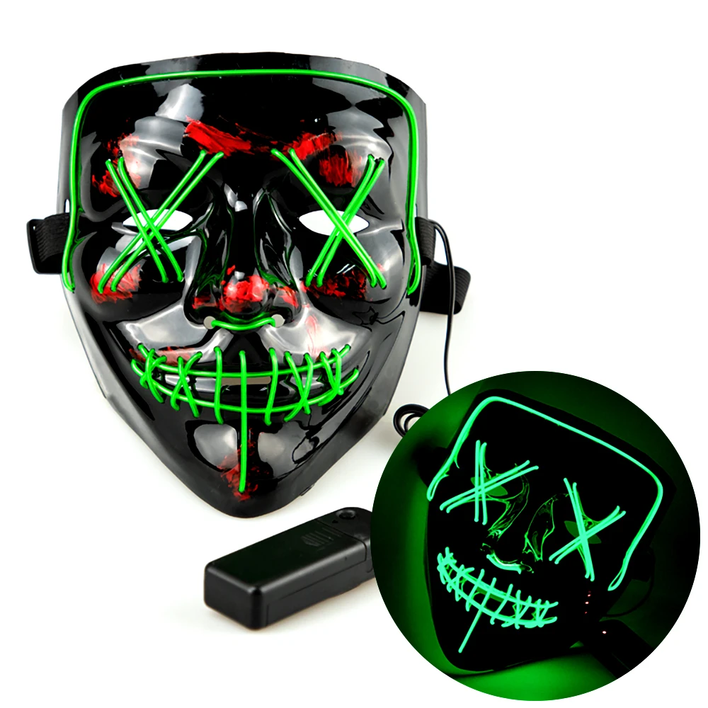 Neon Glo Halloween Masker Face Maskss Led Light Up Facial Party Masks