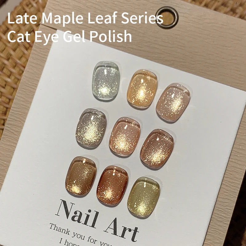 Customized Logo 9 Colors 12ml New Flash Gold Porcelain Cateye Gel Polish Set Wide Light Cat Eye Gel