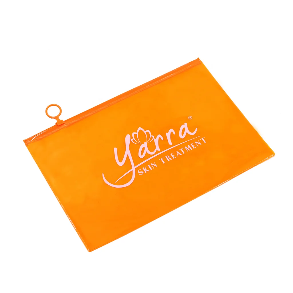 Wholesale custom reusable orange PVC colorful clothing plastic zip lock pouch CPE packaging slider zipper bags with your logo