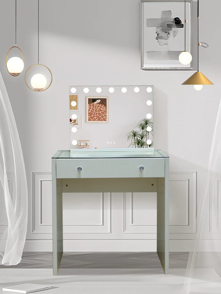 Hot Sale Spray High Gloss Paint Small Speaker Vanity Dressing Table 2 3 Drawer Thickened Nail Table Bedroom Dressing Table