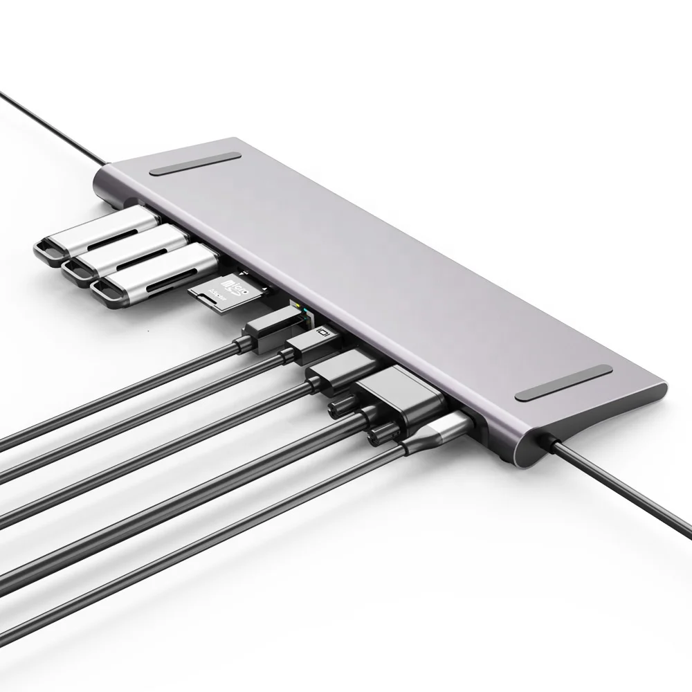 Новое поступление Алюминий 11 в 1 USB-C концентратор Многофункциональный PD адаптер USB 3,0 конвертер адаптер Type C USB Hub на складе