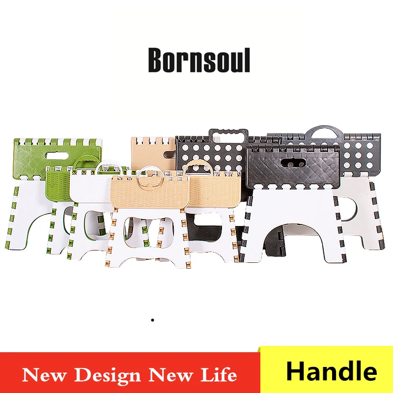 
Plastic folding garden step stool with wave handle 