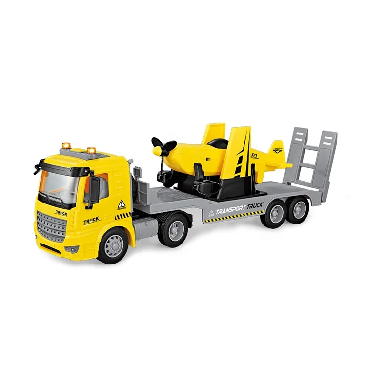 Boy Sound And Light Airplane Helicopter Truck Flatbed Trailer Toy Vehicle Car Transport Semi-Trailer Model Friction Toys Kids