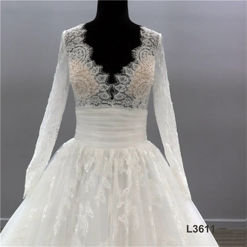 luxury chiffon ruffles Courtyard plain pure white sleve casual long sleeve lace 2021 vintage express puff wedding