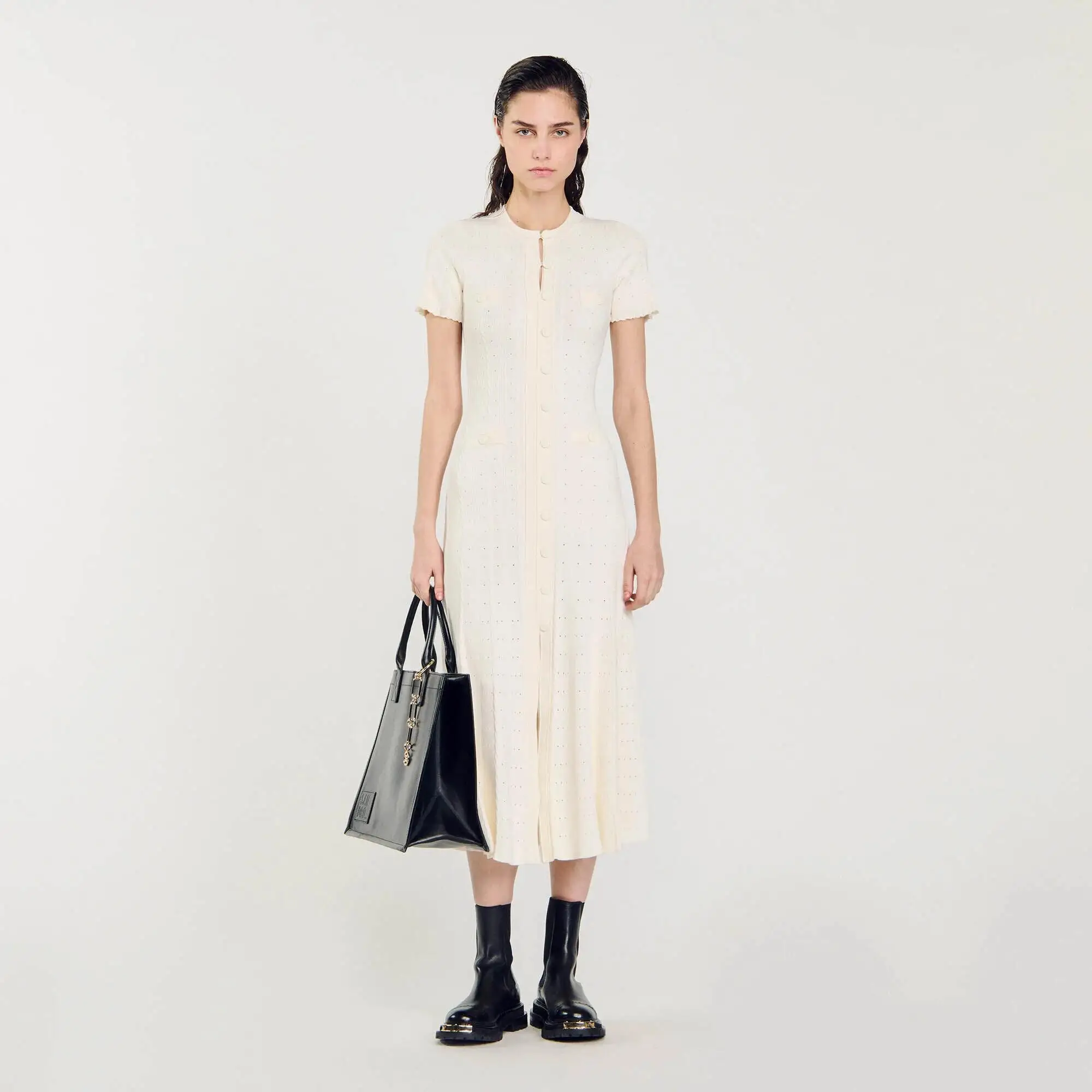 A9643  Factory Direct Temperament Elegant Dress Boutique Shop Casual Cotton Dress Short Sleeve French Slim Women Midi Dresses