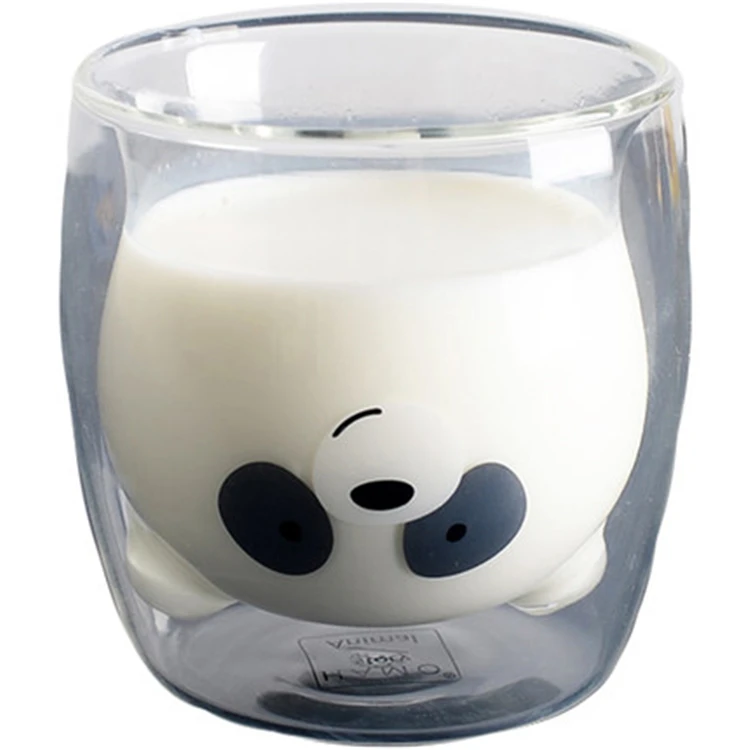 Creative Panda Cup Double Heat-resistant Glass Cup Cute Coffee Milk Cup