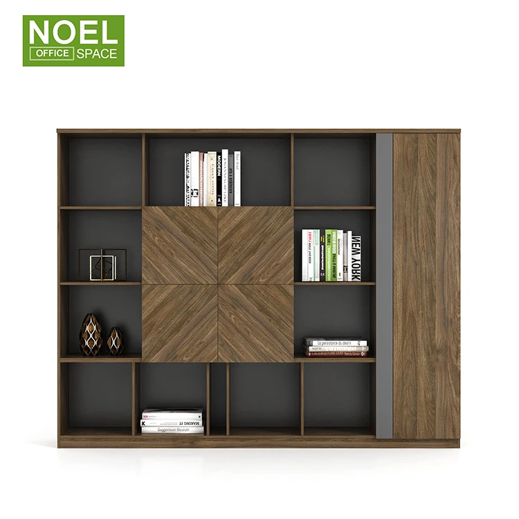 Modern office furniture with glass doors high office wooden Two-door filing cabinet