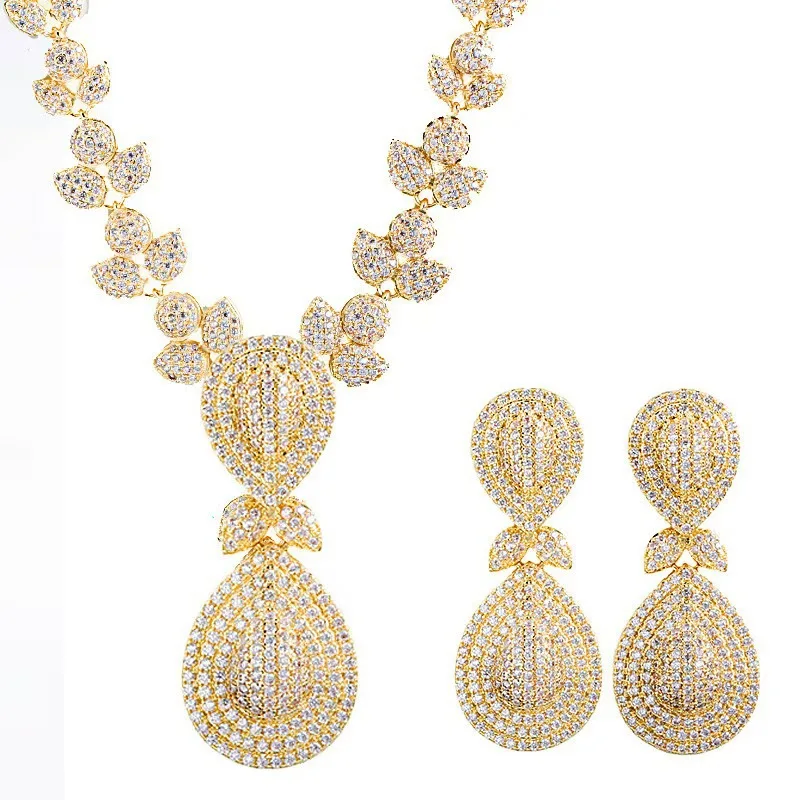 ANKER Good Quality Party Zircon Jewelry Crystal Earring Necklace Bracelet Ring 4 Pieces Set
