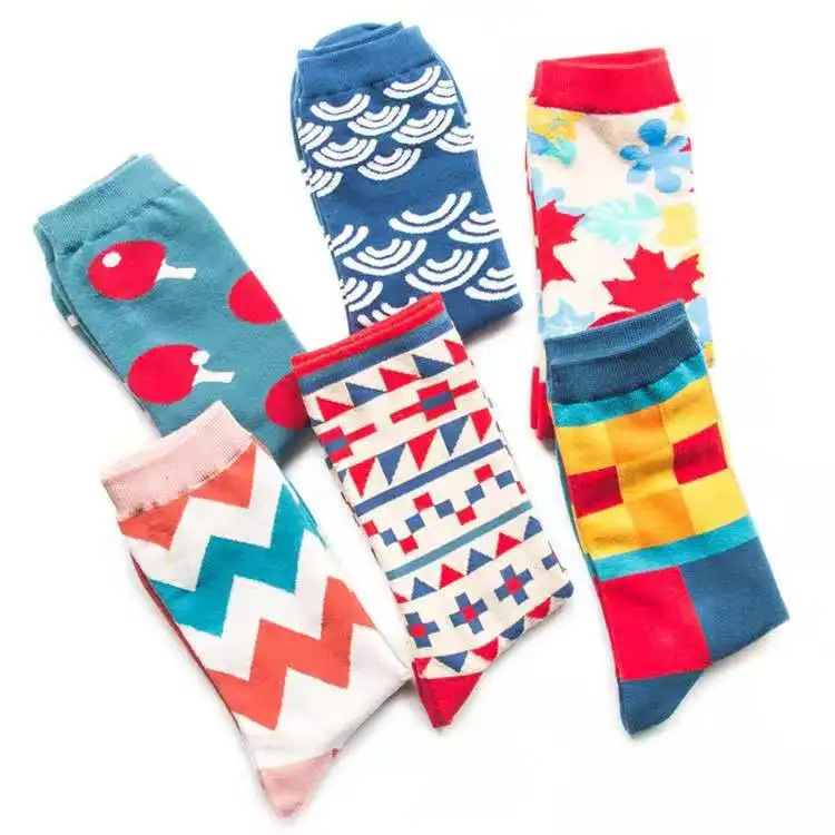 F044 Man socks seafood bird corn burger Zebra Shark illustration cotton socks
