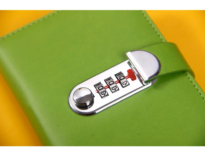 A5/A6 Macaron Leather Journal Notebook with Combination Lock, Travel Sailor Writing Diary Personal Planner