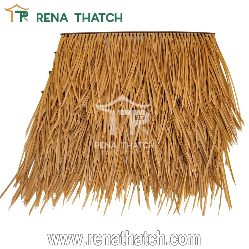Weather Resistant synthetic plastic straw thatch price synthetic palm thatch artificial palm tiki thatch