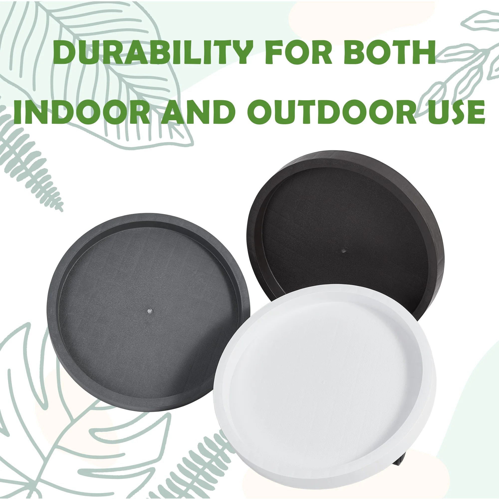 14.1 Inch Heavy Duty Plant Caddy with Wheels,Rolling Planter Stand Pot Trolley,Wheeled Saucer Tray Potted Flower Mover Dolly