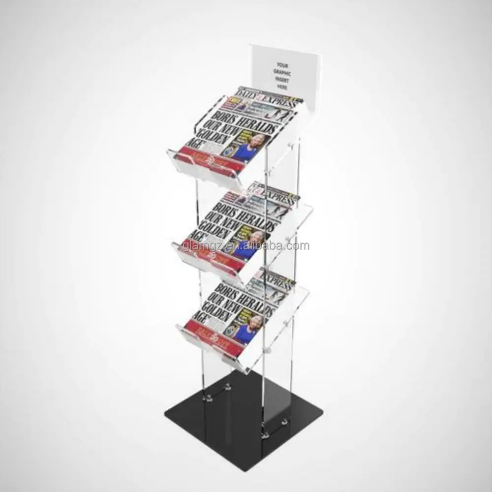 Display Hotel Information Rack Ctalogue and Reference Racks Hotel Acrylic Newspaper Pack Magazine Display Stand