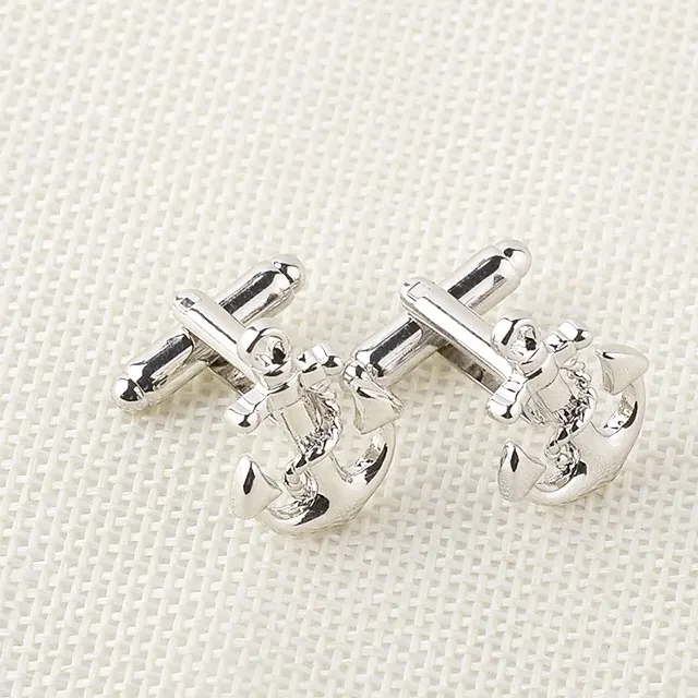 European and American Movie Accessories Ship Anchor French Cufflinks Cuff Links or Tie Clips Gold Bolo Ties Silver Zinc Alloy /
