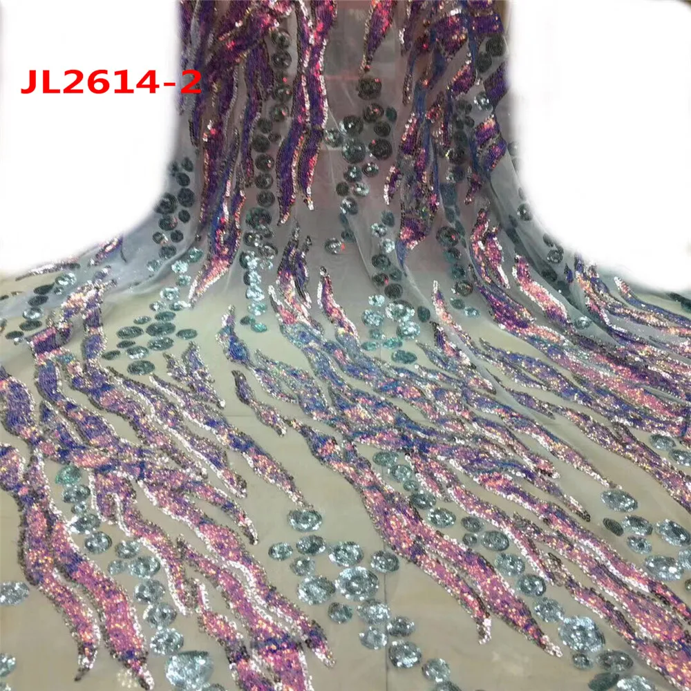 JL2614-2 Лидер продаж красочные Нигерии блёстки органза тюль кружевной ткани для женщин платье