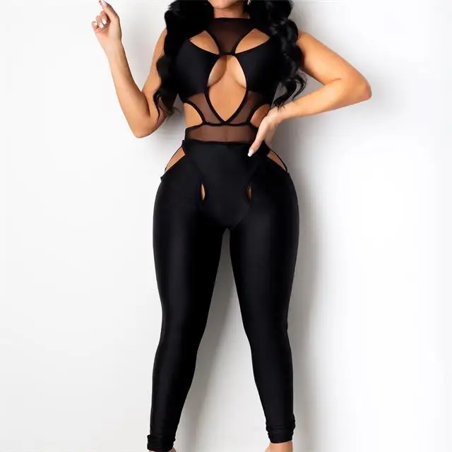 
D8746#Stylish, sexy, hollowed-out jumpsuit for women 