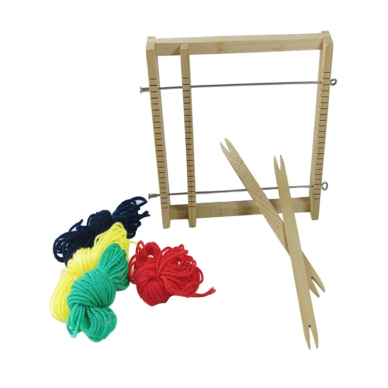 Wooden Tapestry Handcraft Shuttle Spool Knitter Diy Pretend Play Kids Beginners Crochet Knitting Tool Weaving Loom Kit For Kids