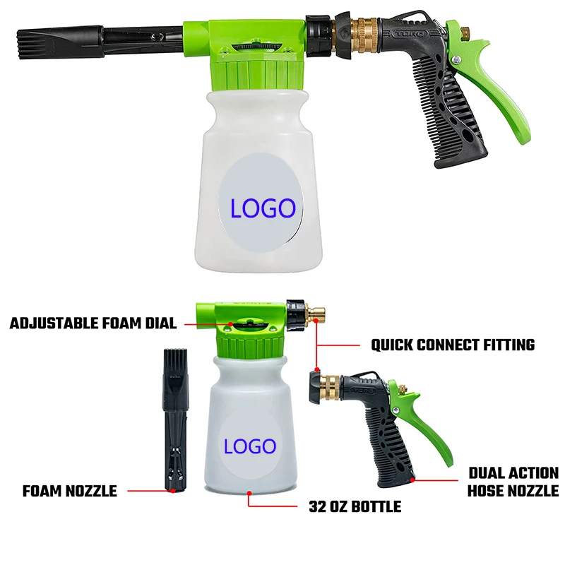 Low pressure adjustable snow foam lance Car Wash Kit with Foam Gun Bucket and 16 oz Car Care Cleaning