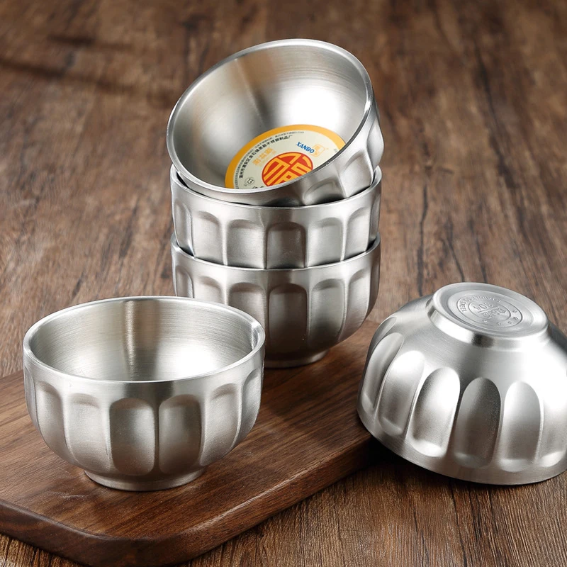 Customize 18/8 Stainless Steel Snack Bowl Set Double Walled Insulated Salad Rice Mixing Soup Serving Bowl
