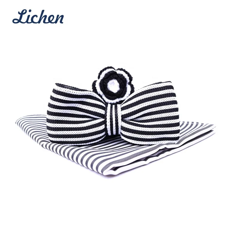 Wholesale Stripe Knit Bowtie for Men Shirts with Bow Tie Kids Shirts