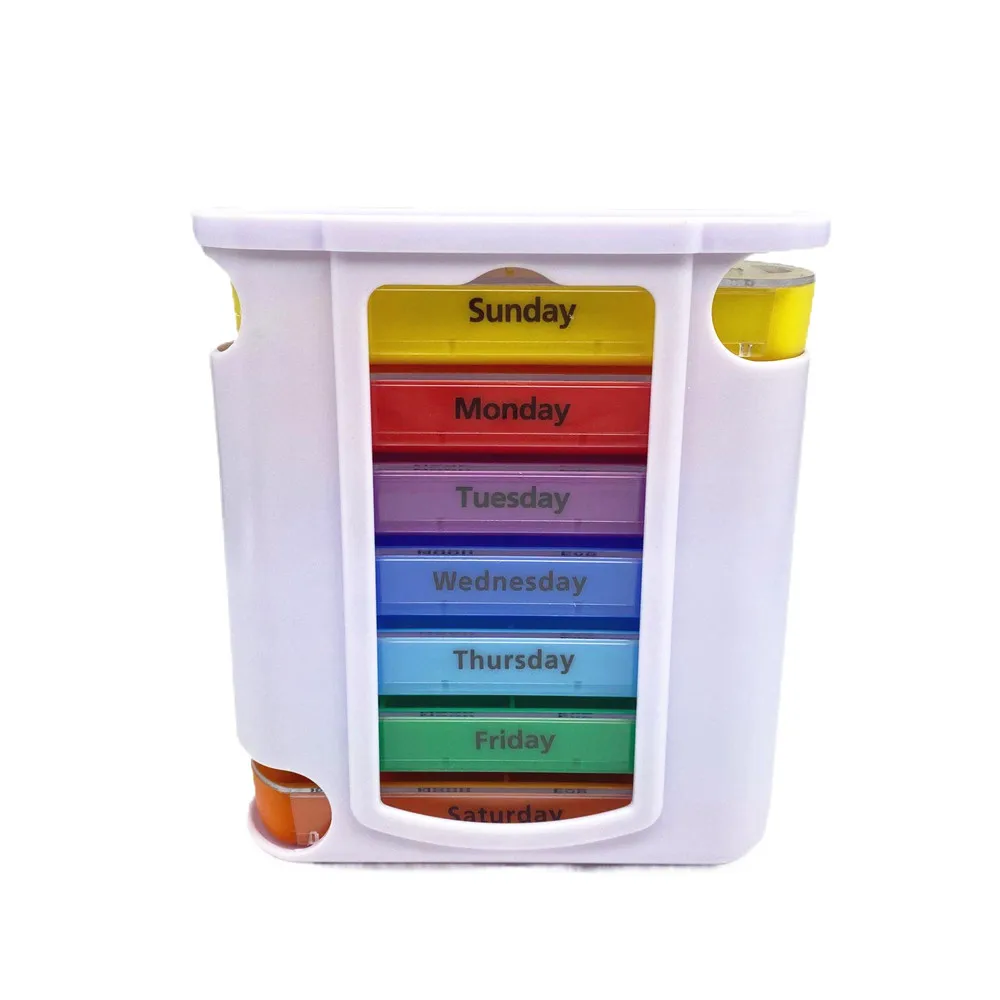 One Week 28 cases Pill Storage Rainbow Color Pill Holder Drawer Shaped Plastic Pill Box
