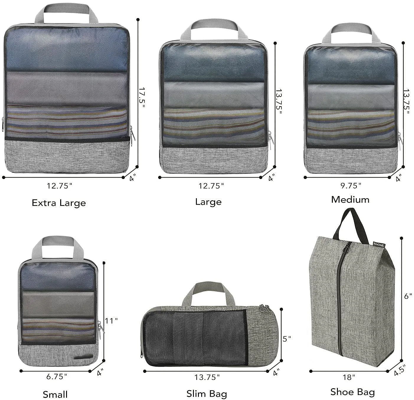 Customize 2023 Travel Expandable Compression Packing Cubes Organizer For Clothes 6pcs Packing Cubes With Ykk Zipper