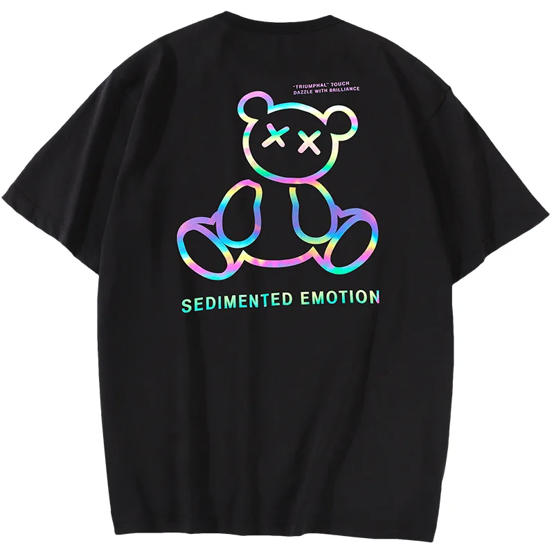 Shirt Custom Logo Printing Light Laser Reflective Unisex T shirt Graphic Logo Luxury Cotton Men Tee Shirt